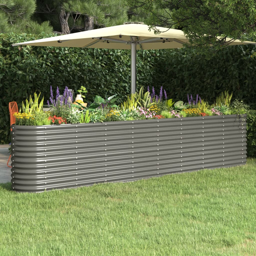 vidaXL Hochbeet Verzinkter Stahl 332x40x68 cm Grau