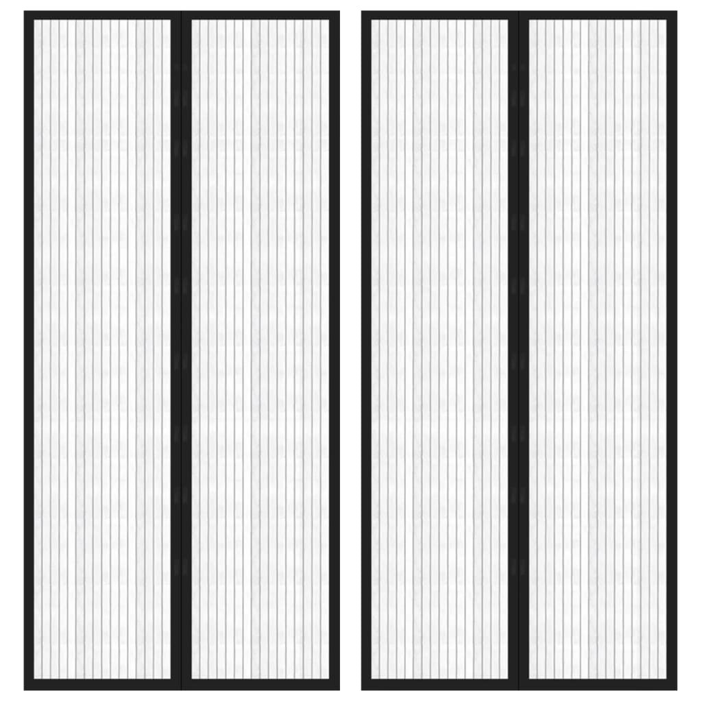 vidaXL Fliegengitter-Türvorhänge 2 Stk. Magnet Schwarz 210x90 cm