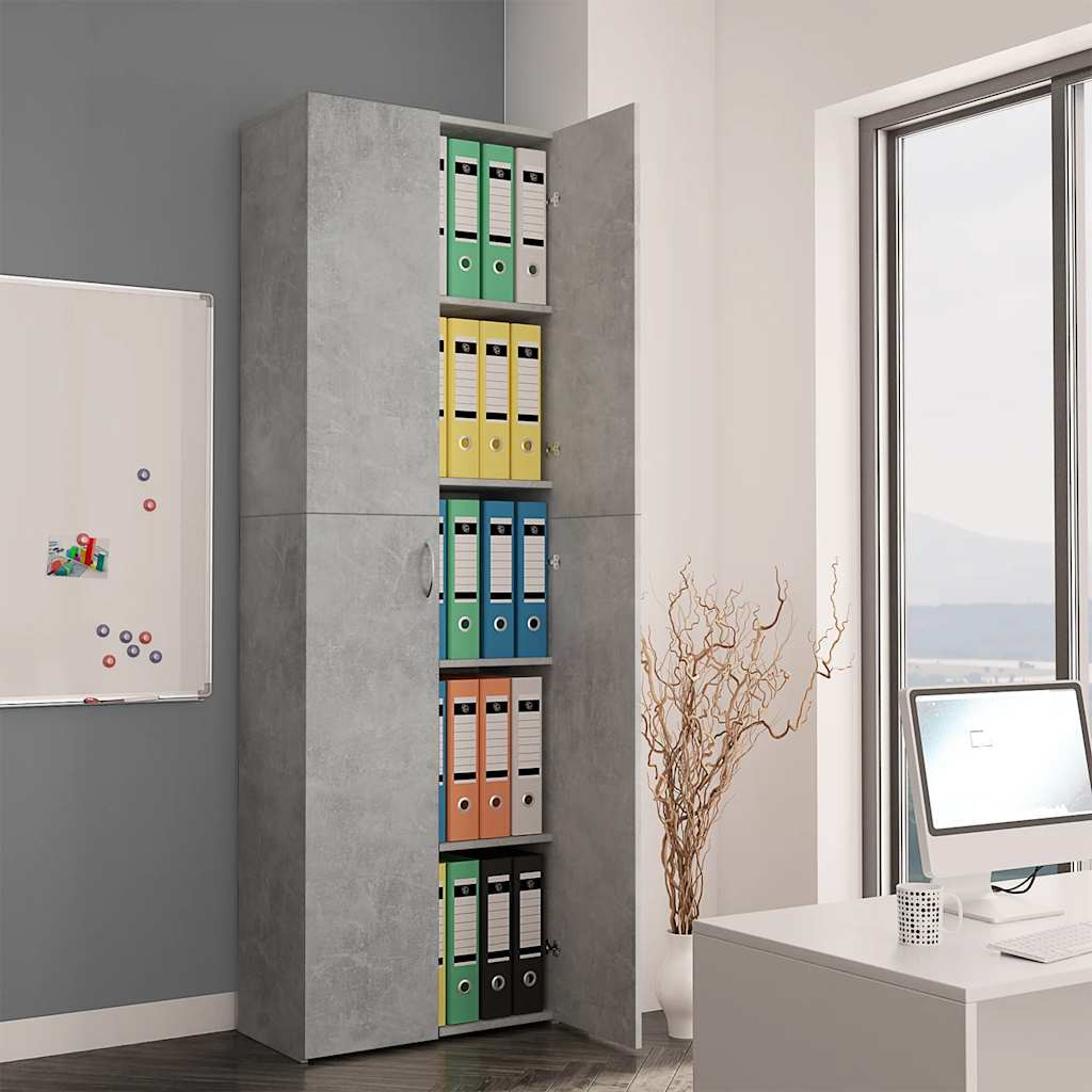 vidaXL Büroschrank Betongrau 60x32x190 cm Holzwerkstoff