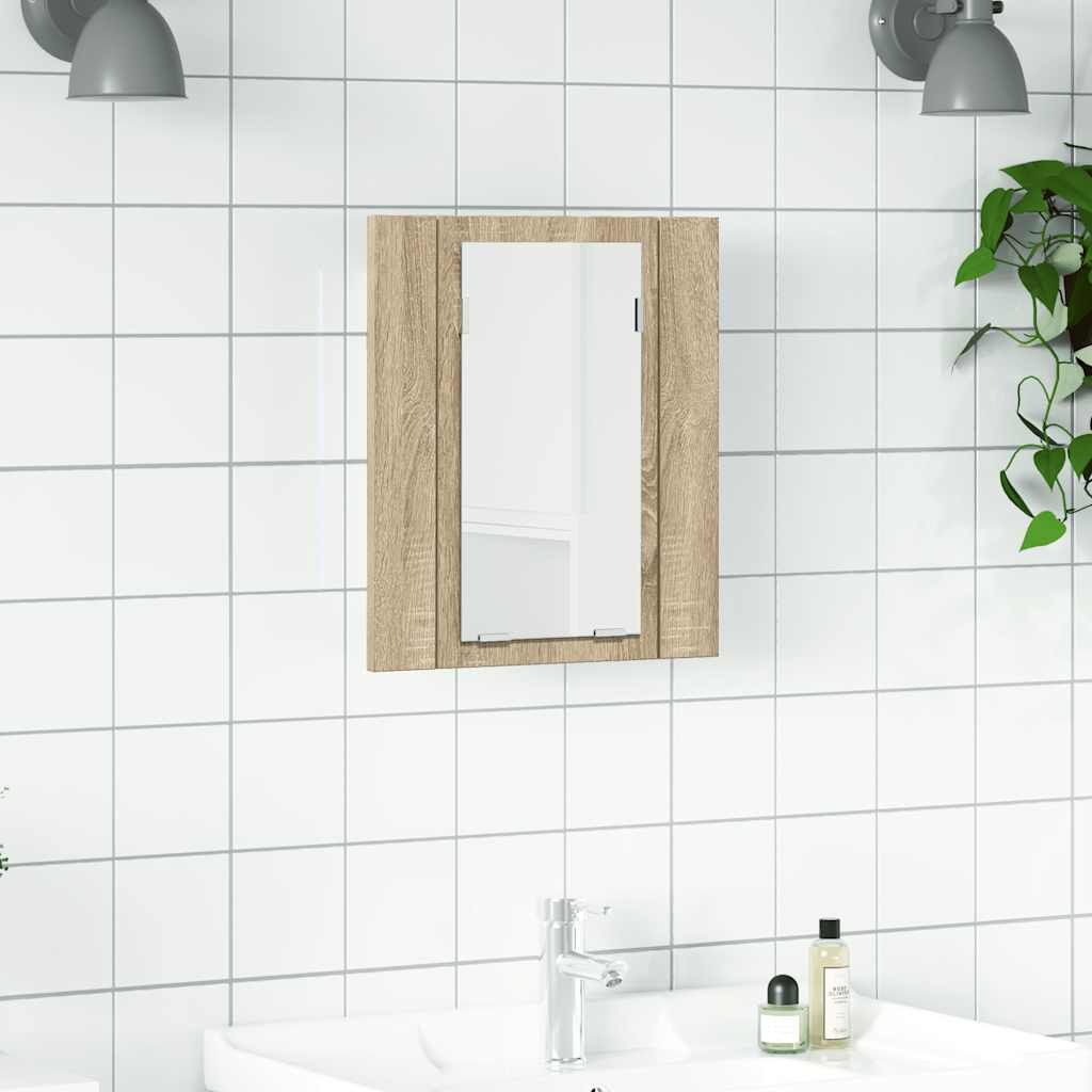 vidaXL LED-Bad-Spiegelschrank Sonoma-Eiche 40x12x45 cm Acryl