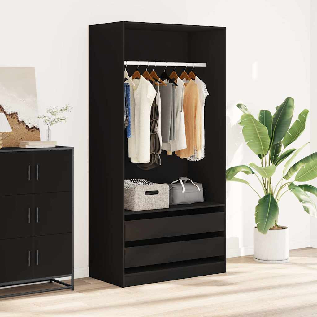 vidaXL Kleiderschrank Schwarz 100x50x200 cm Holzwerkstoff