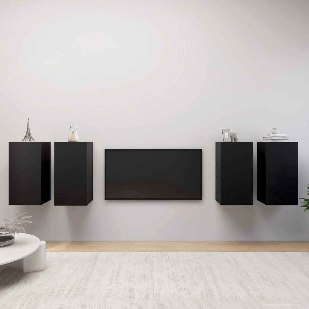vidaXL TV-Schränke 4 Stk. Schwarz 30,5x30x60 cm Holzwerkstoff
