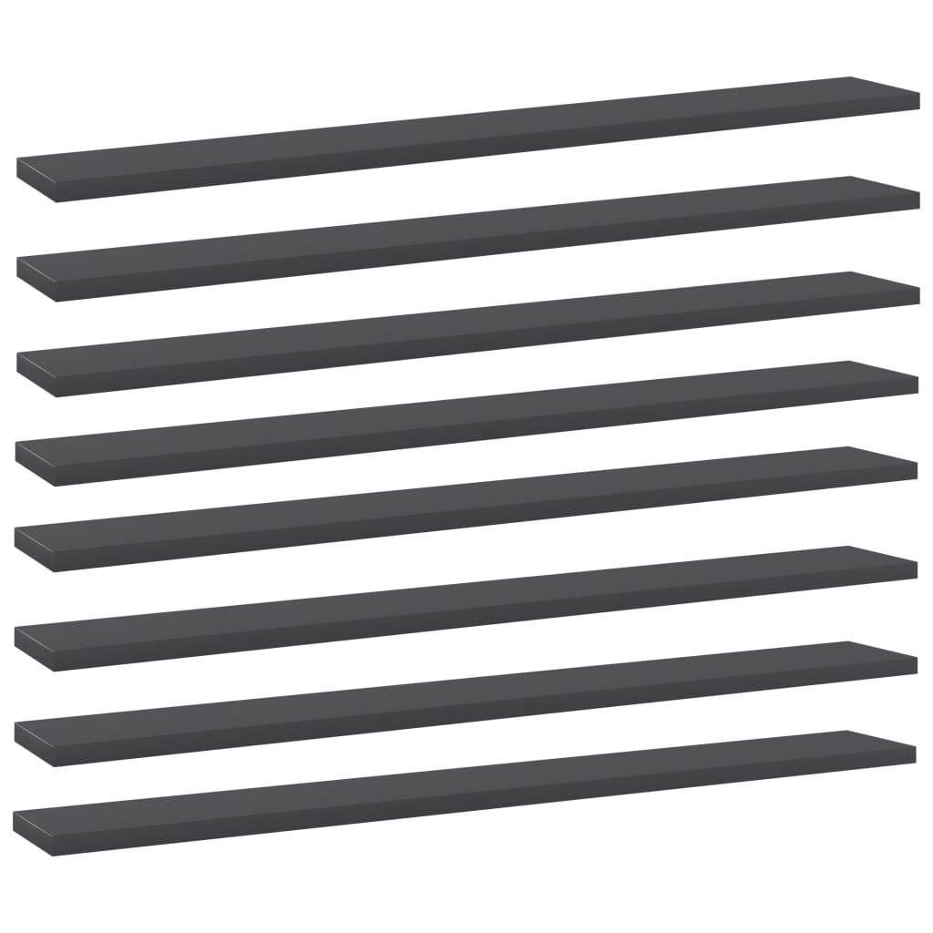 vidaXL Bücherregal-Bretter 8 Stk. Grau 80x10x1,5 cm Holzwerkstoff