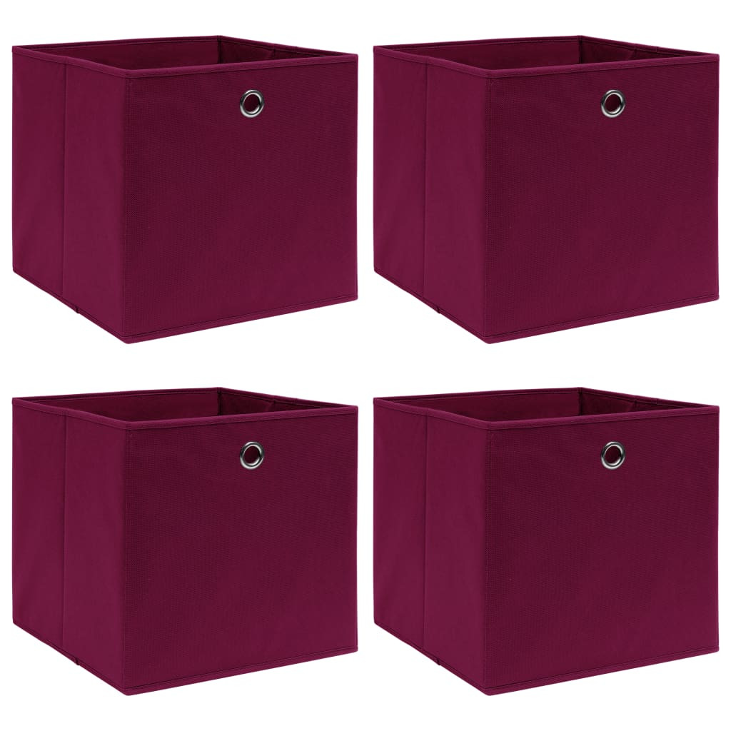 vidaXL Aufbewahrungsboxen 4 Stk. Dunkelrot 32x32x32cm Stoff