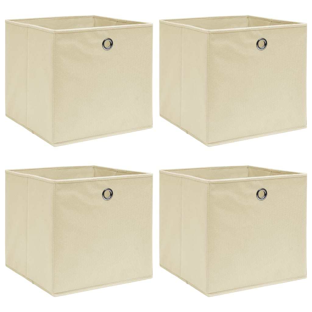 vidaXL Aufbewahrungsboxen 4 Stk. Creme 32x32x32 cm Stoff