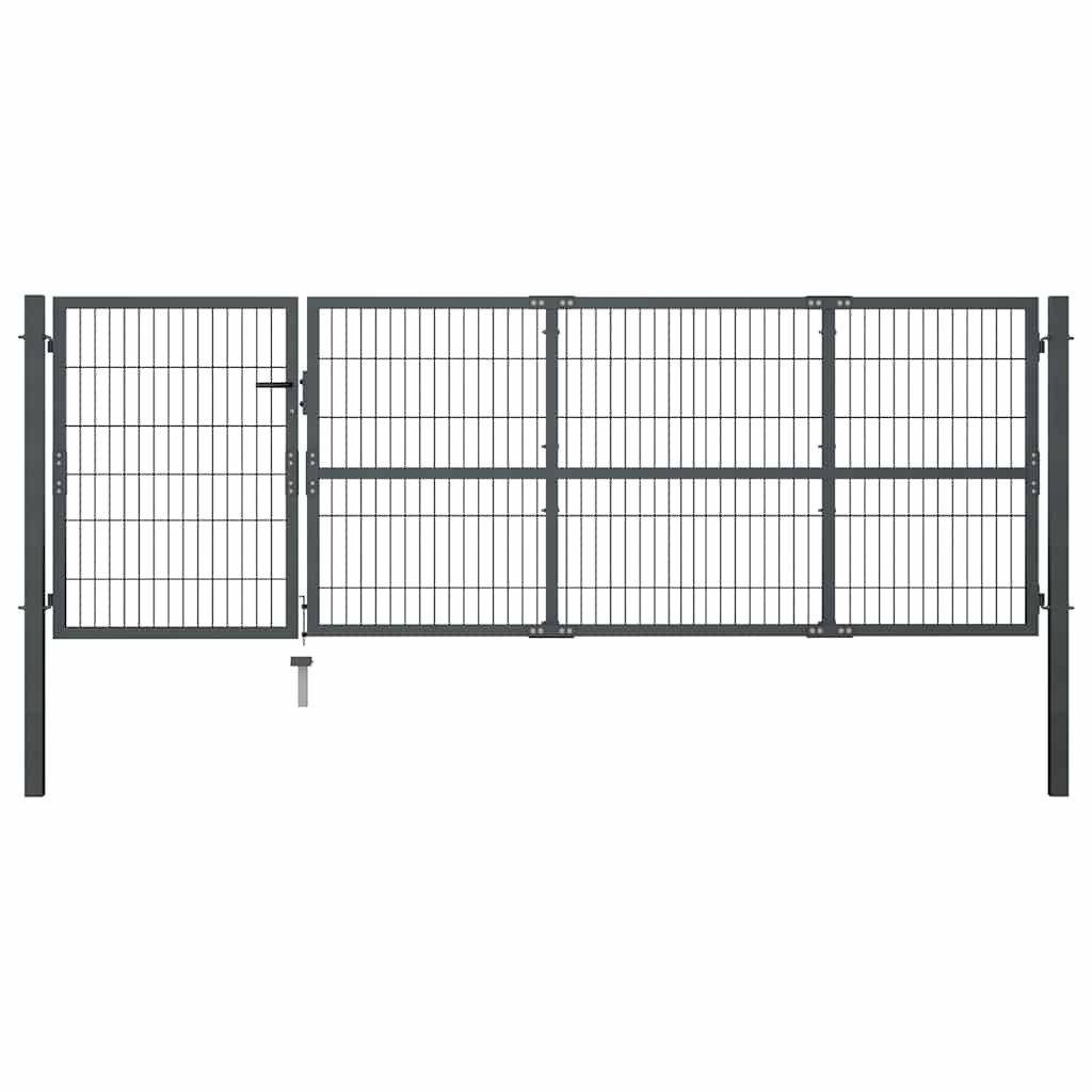 vidaXL Gartentor mit Pfosten Stahl 350 x 100 cm Anthrazit