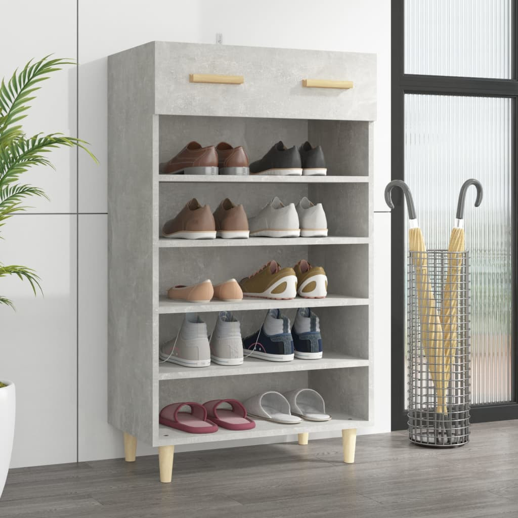 vidaXL Schuhschrank Betongrau 60x35x105 cm Holzwerkstoff