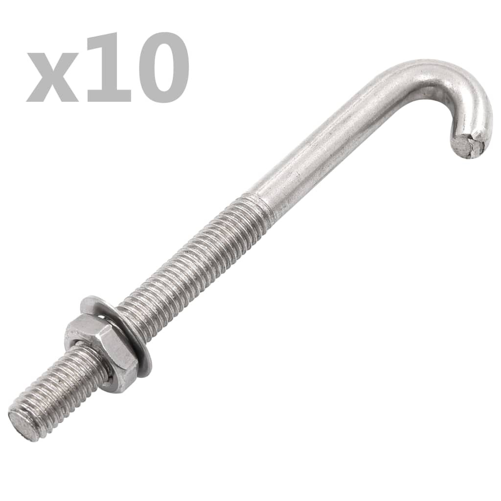 vidaXL J-Ankerschraube mit Mutter Unterlegscheibe 25 Sets M8 x 100 mm