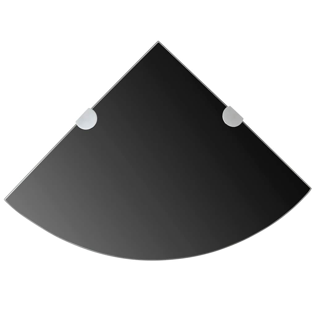 vidaXL Eckregale 2 Stk. mit Verchromten Halterungen Glas Schwarz