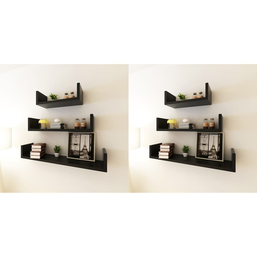 vidaXL Wandregale 6 Stk. Schwarz