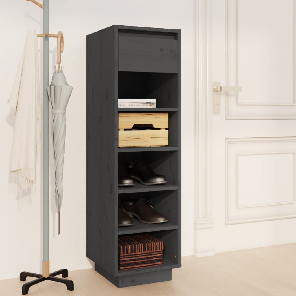 vidaXL Schuhregal Grau 30x34x105 cm Massivholz Kiefer