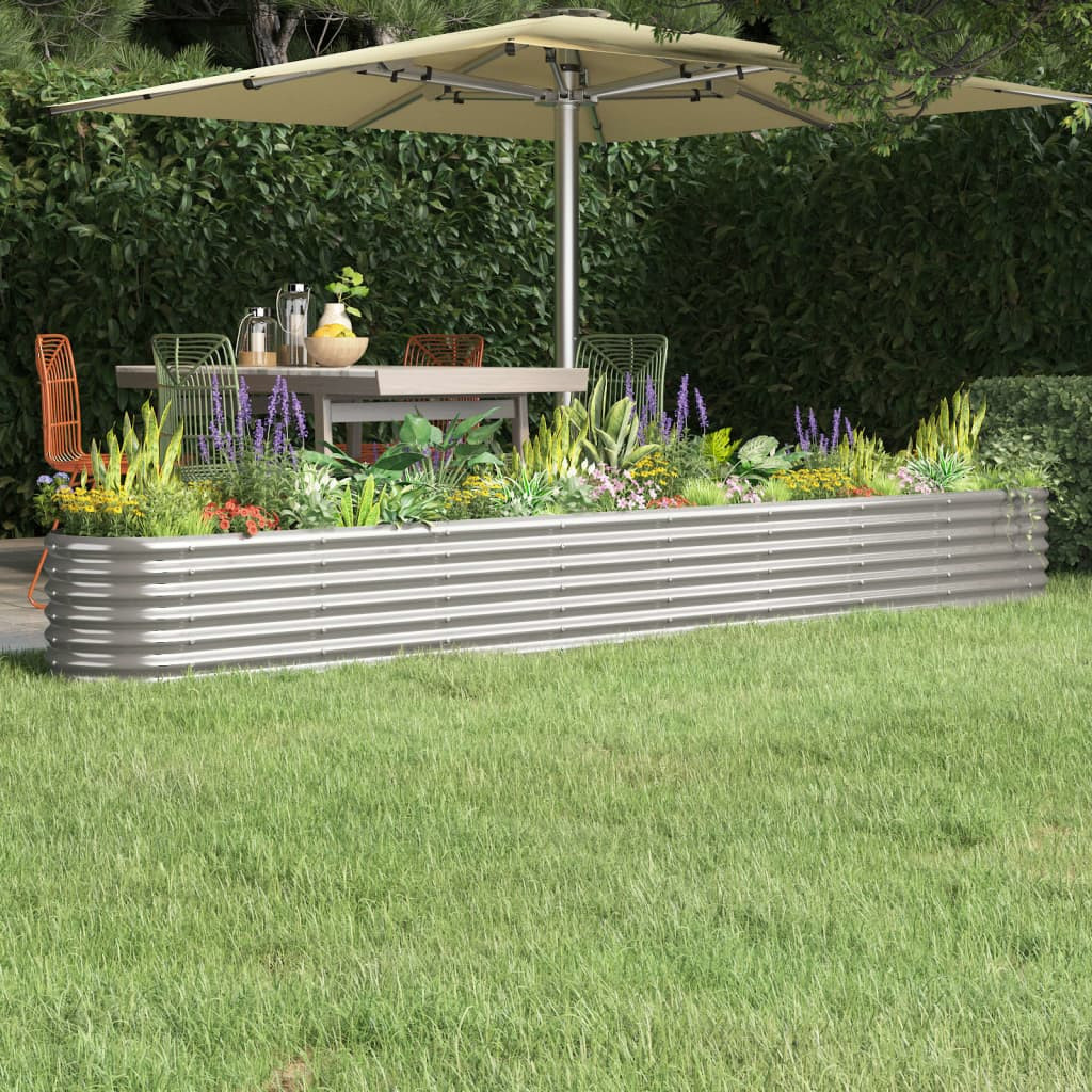 vidaXL Hochbeet Verzinkter Stahl 332x40x36 cm Silbern