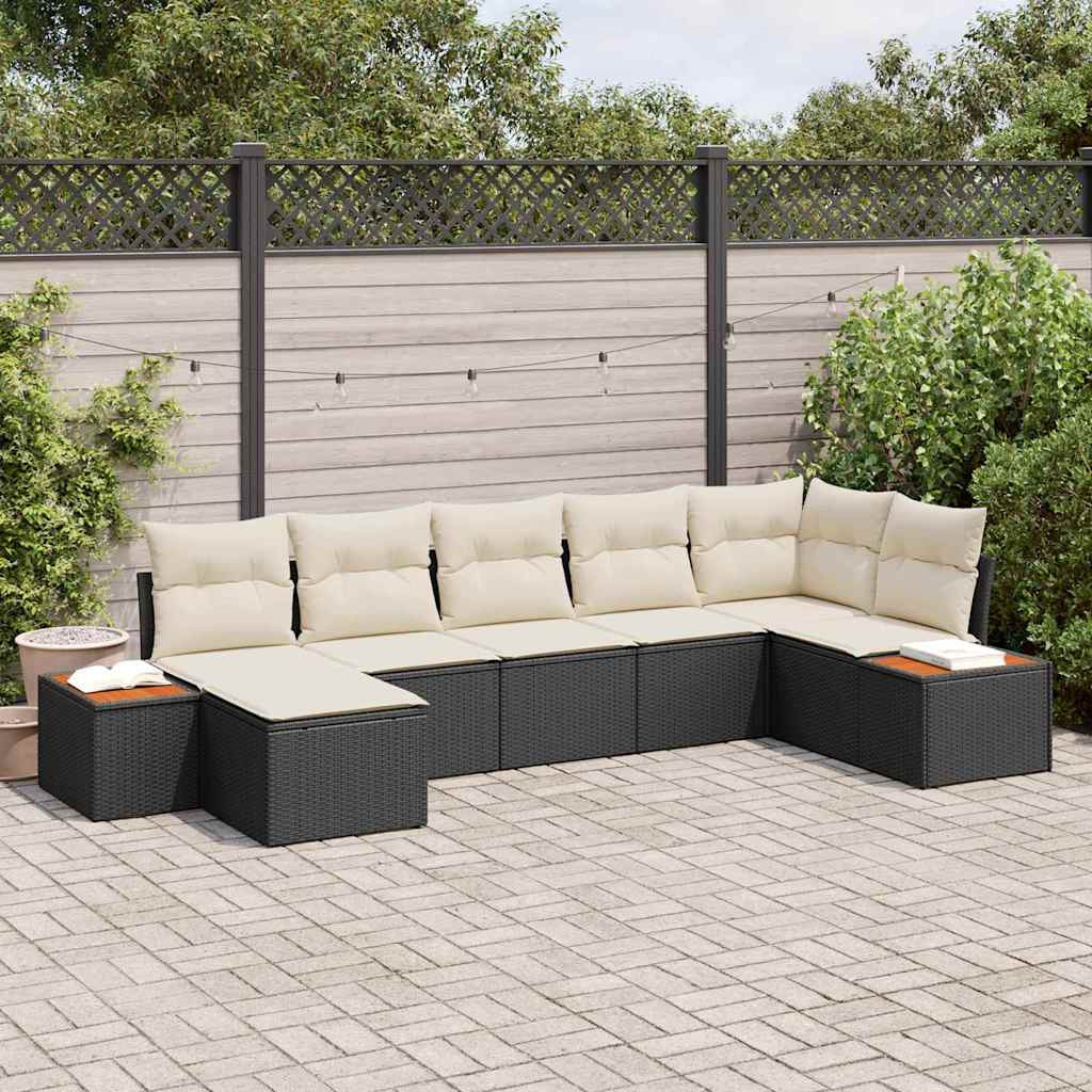 vidaXL Gartensofa-set mit Kissen 8 pcs Schwarz und Creme Polyrattan