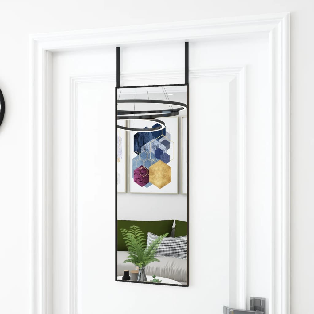 vidaXL Türspiegel Schwarz 30x80 cm Glas und Aluminium