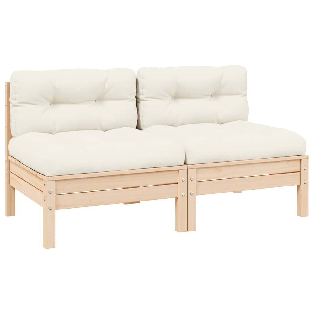 vidaXL Gartensofa 2-Sitzer mit Kissen in Creme Massivholz Kiefer