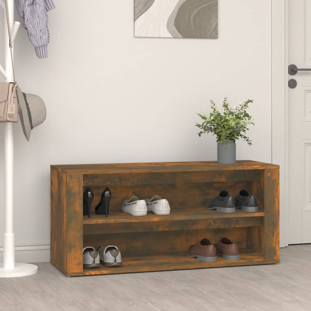 vidaXL Schuhregal Räuchereiche 100x35x45 cm Holzwerkstoff
