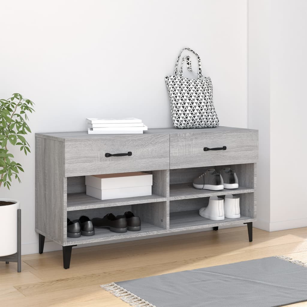 vidaXL Schuhschrank Grau Sonoma 102x35x55 cm Holzwerkstoff