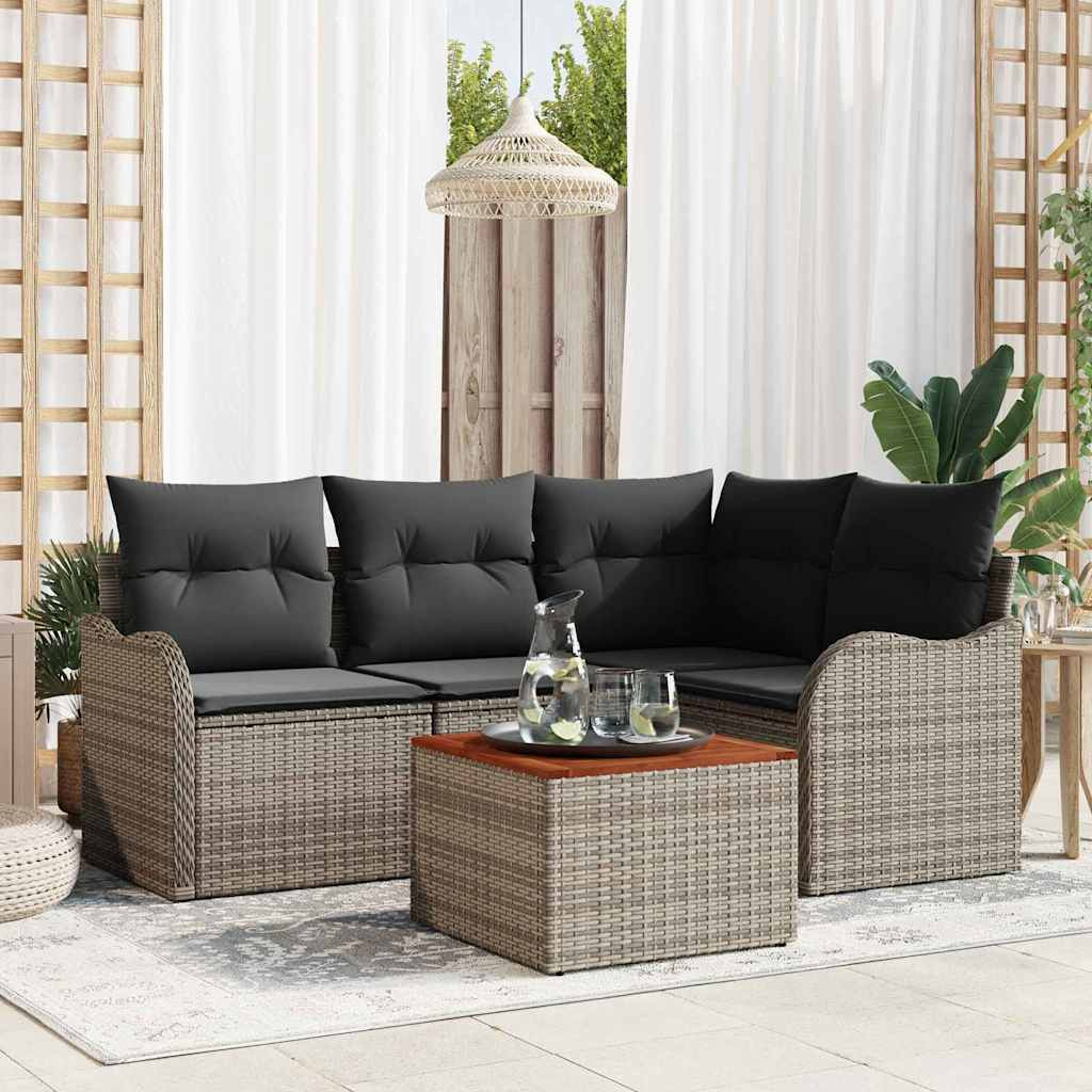 vidaXL Gartensofa-set mit Speicher 5 pcs Grau Poly-Rattan