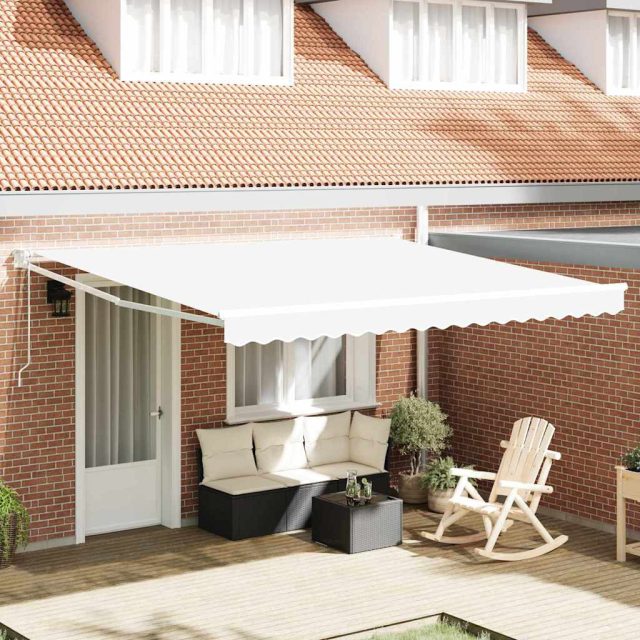 vidaXL Ausziehbare Markise Weiß 400 x 300 cm Polyester und Metall