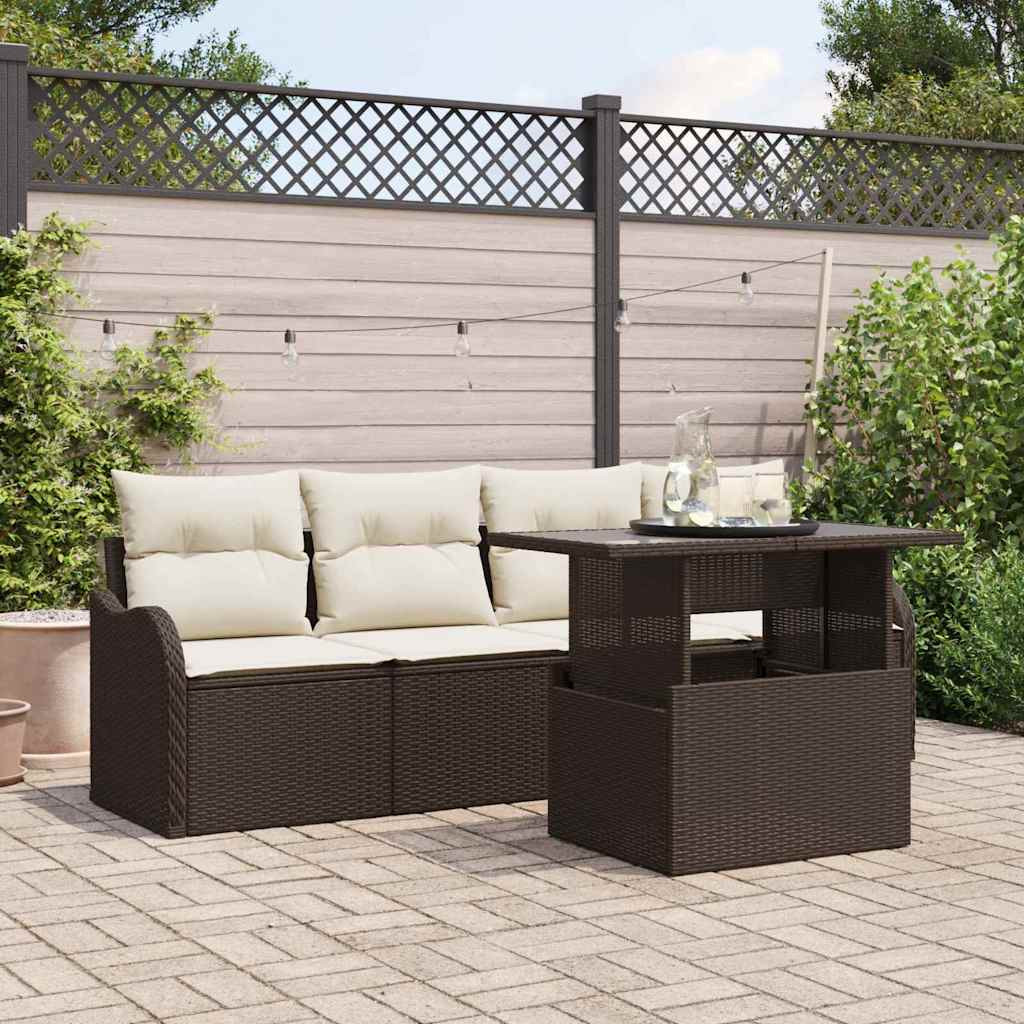 vidaXL Gartensofa-set mit Kissen mit Kissen 5 pcs Braun Poly Rattan