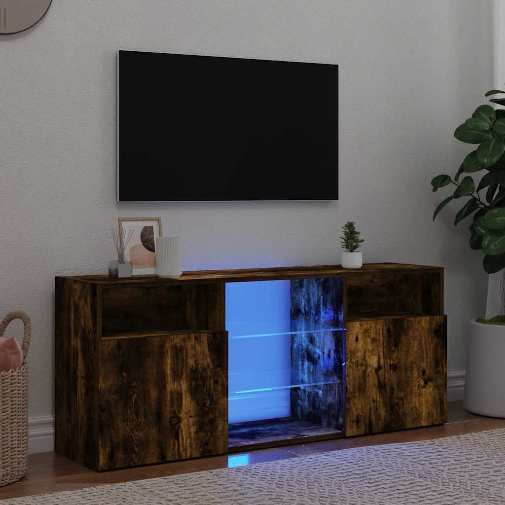 vidaXL TV-Schrank mit LED-Leuchten Räuchereiche 120x30x50 cm