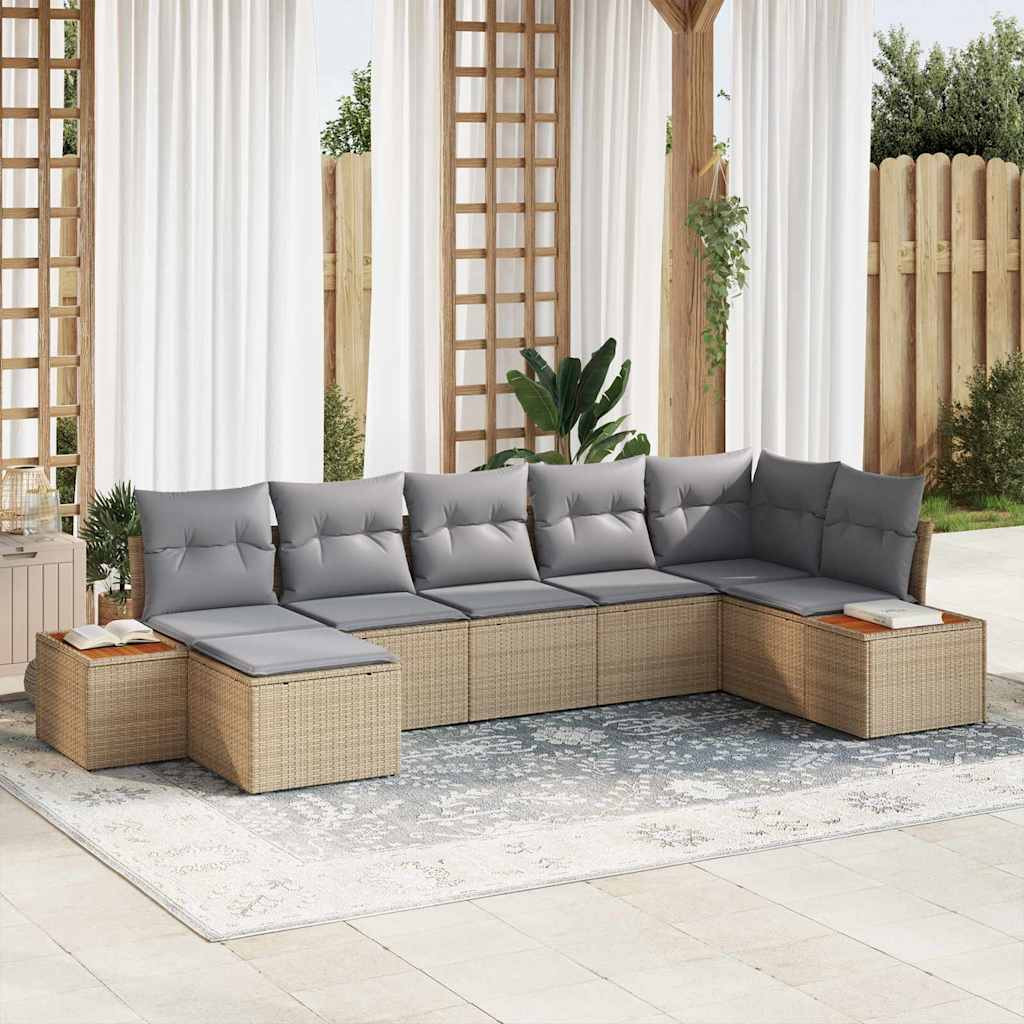vidaXL Gartensofa-set mit Kissen 8 pcs Beige und Hellgrau Polyrattan