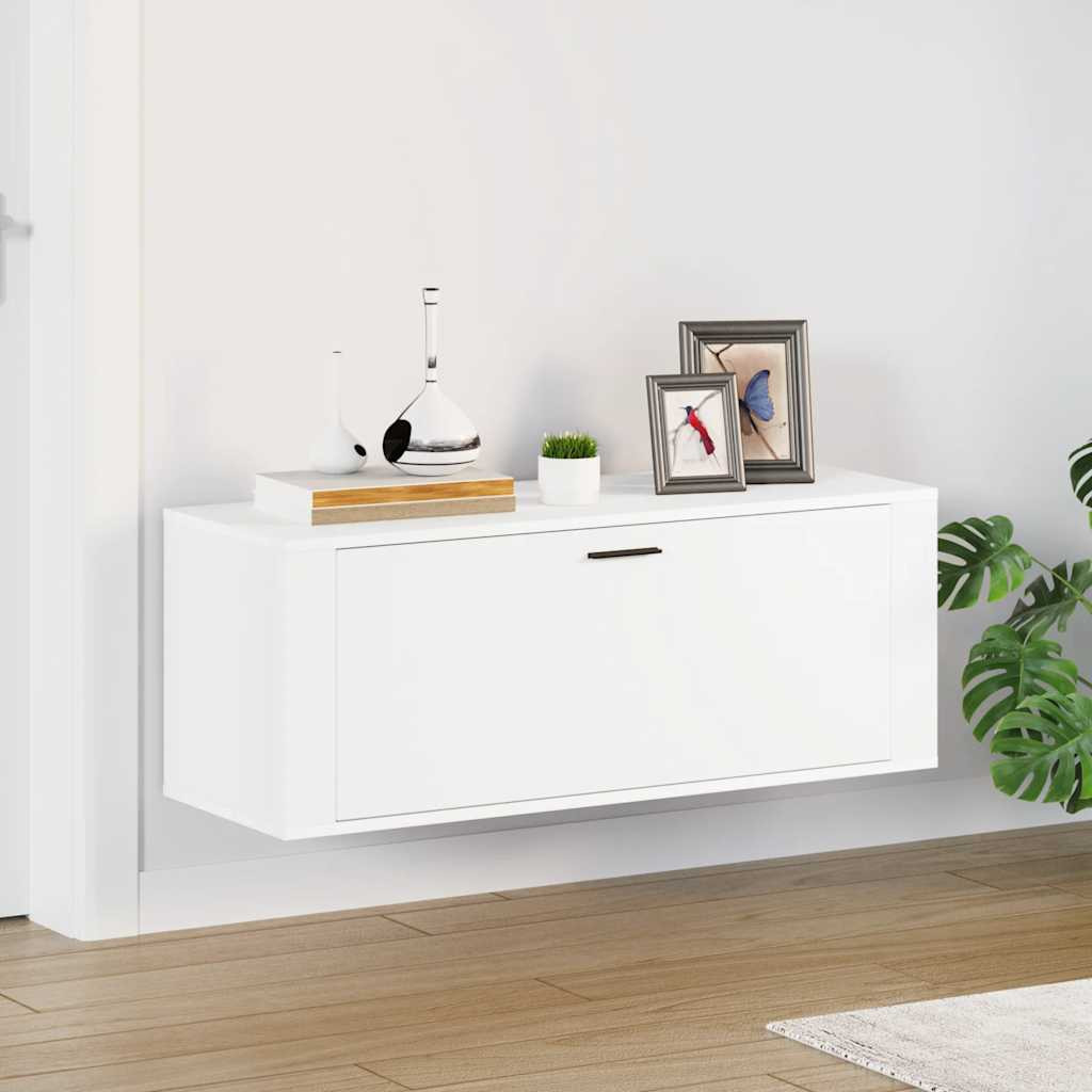 vidaXL Wand-Schuhschrank Weiß 100x35x38 cm Holzwerkstoff
