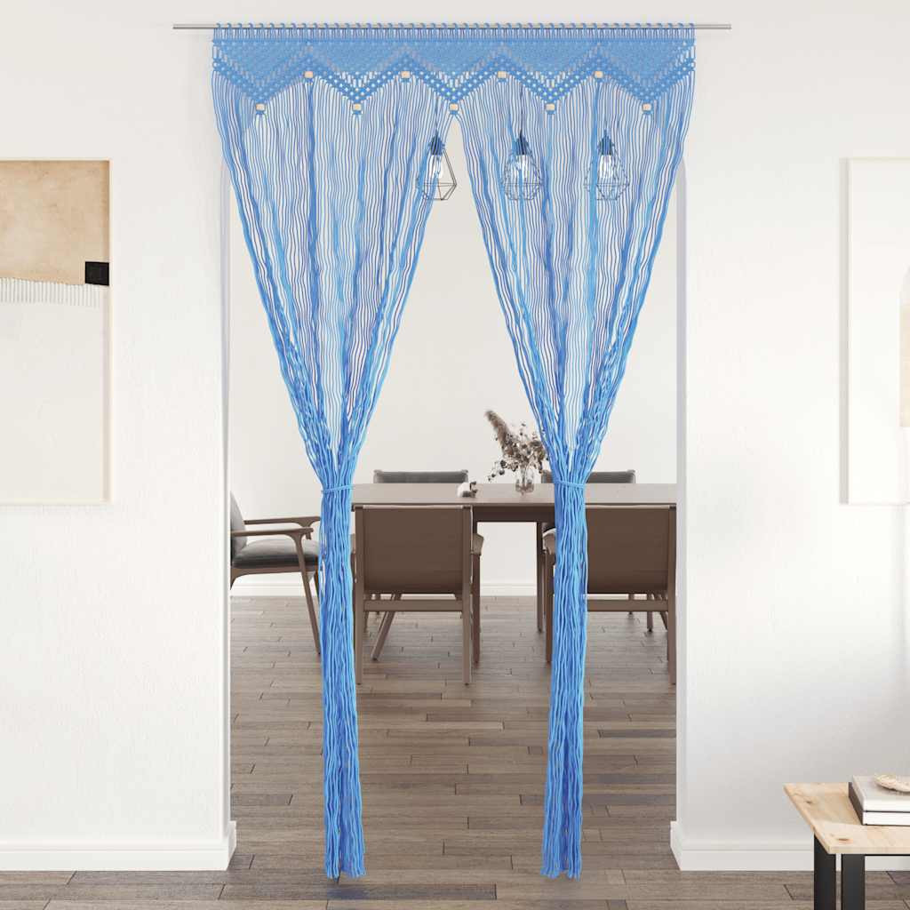 vidaXL Makramee Vorhang Blau 140x240 cm Baumwolle