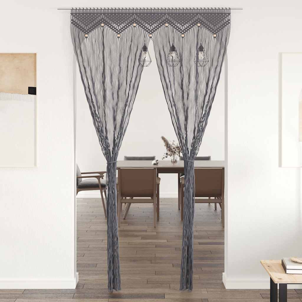 vidaXL Makramee Vorhang Anthrazit 140x240 cm Baumwolle