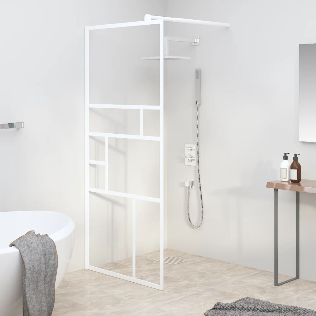 vidaXL Duschwand für Walk-In Dusche 90x195 cm ESG-Glas Weiß