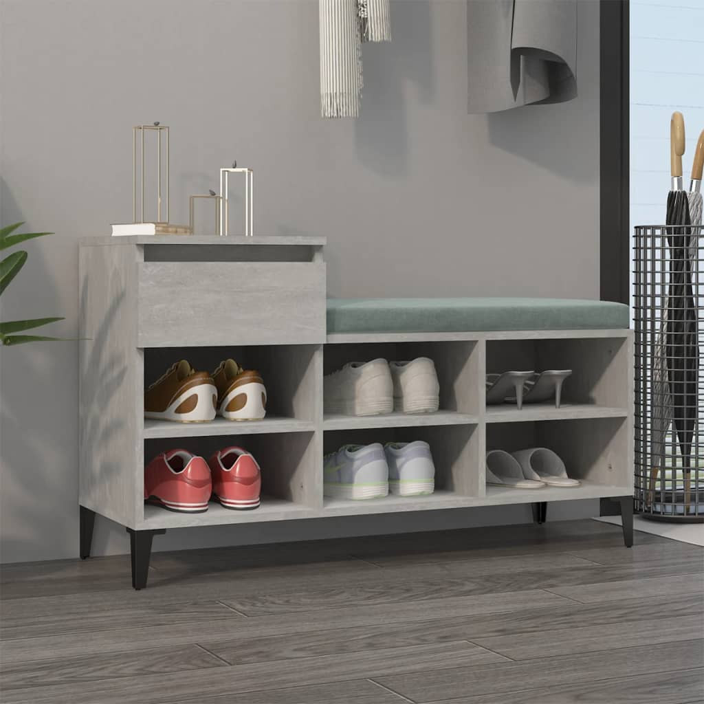 vidaXL Schuhregal Betongrau 102x36x60 cm Holzwerkstoff