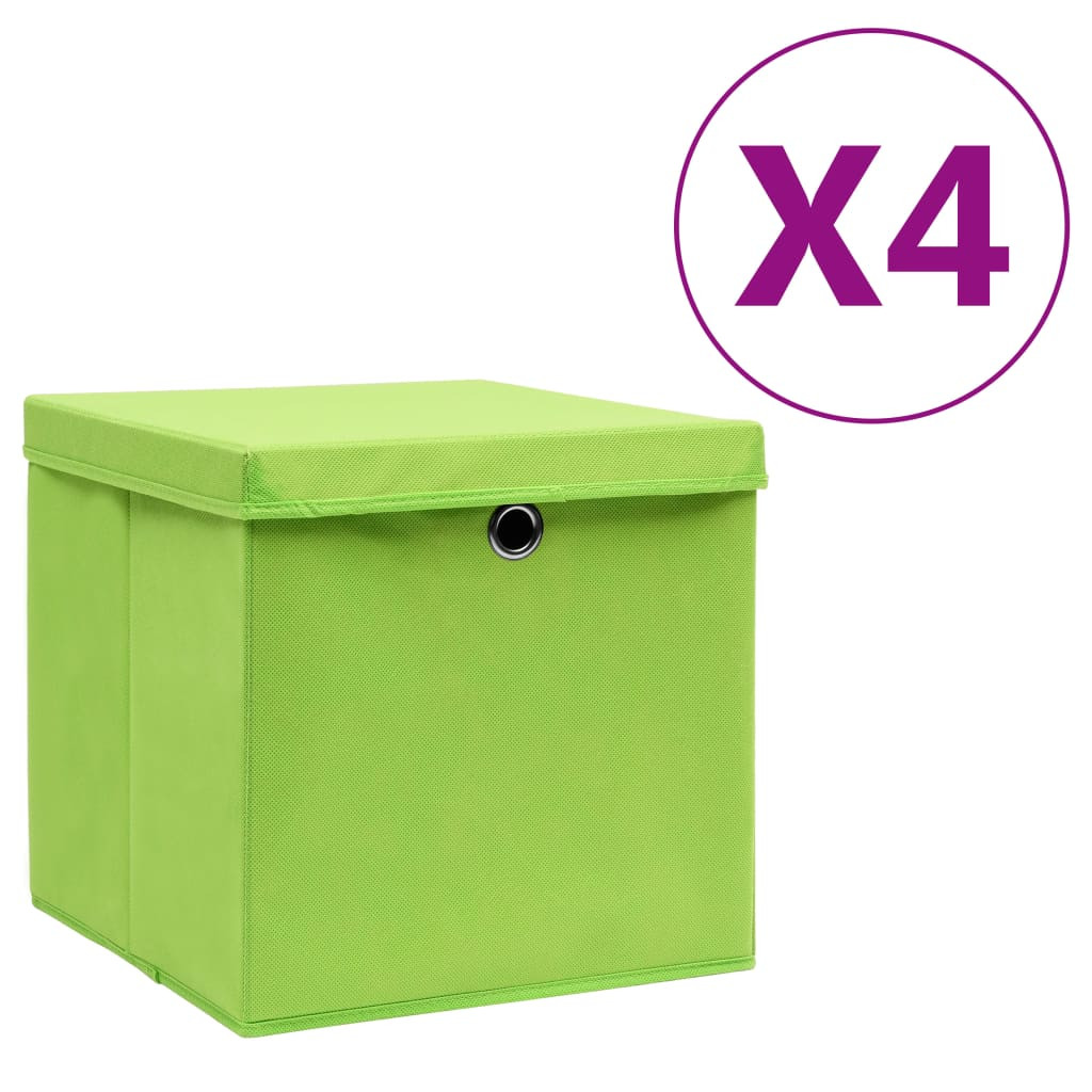 vidaXL Aufbewahrungsboxen mit Deckeln 4 Stk. 28x28x28 cm Grün