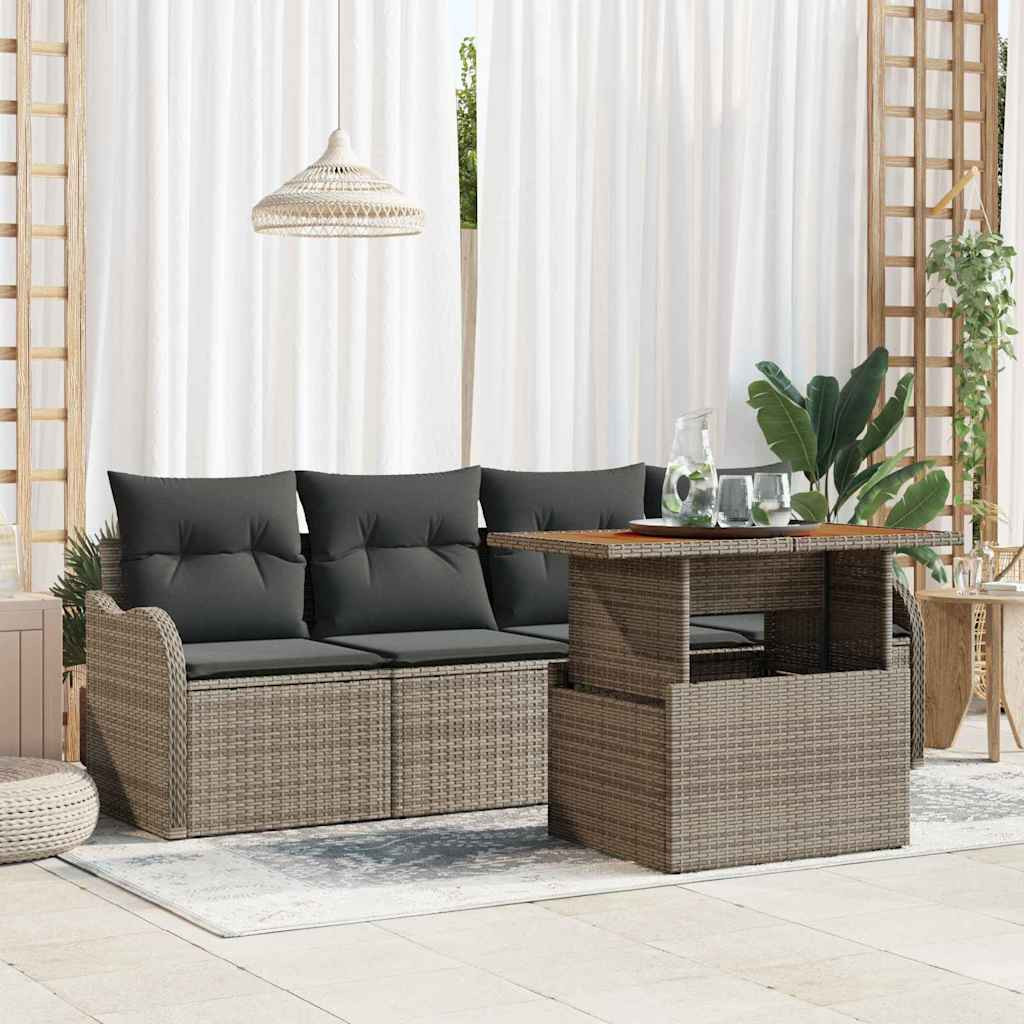 vidaXL Gartensofa-set mit Speicher 5 pcs Grau Poly-Rattan