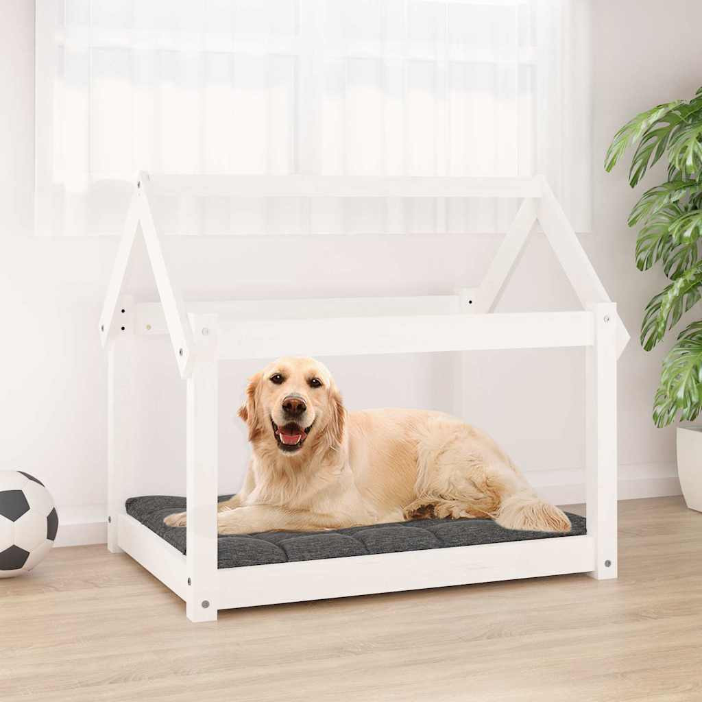 vidaXL Hundebett Weiß 81x60x70 cm Massivholz Kiefer
