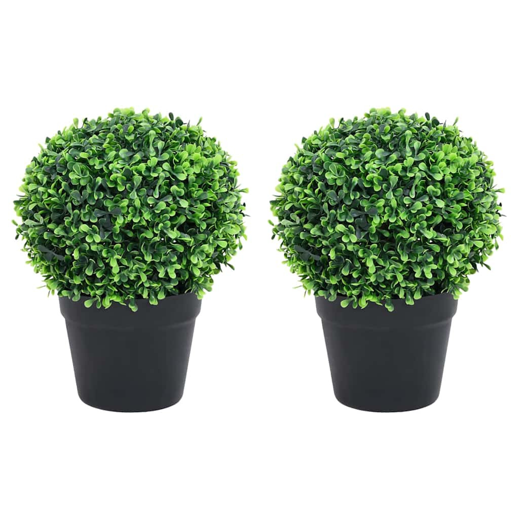 vidaXL Künstliche Buchsbäume 2 Stk. mit Topf Kugelform Grün 37 cm