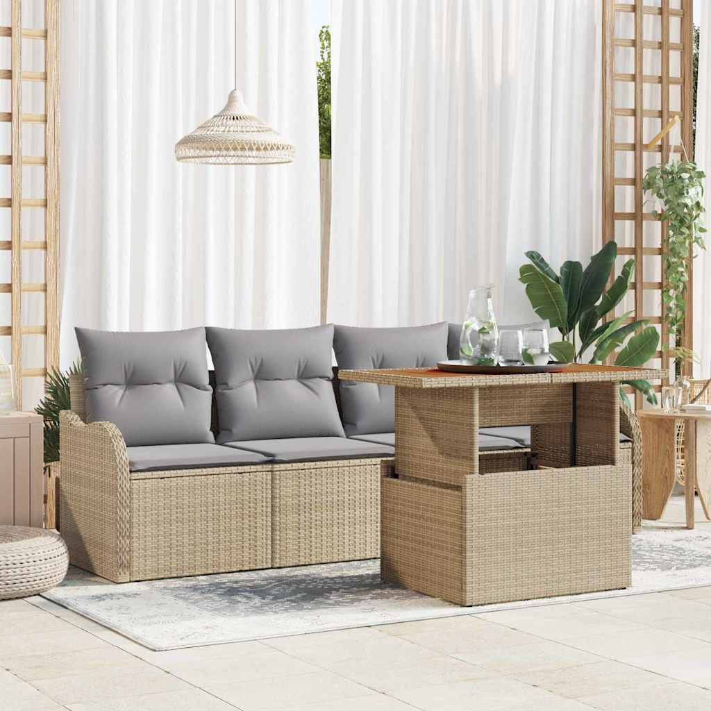 vidaXL Gartensofa-set mit Speicher 5 pcs Beige Poly-Rattan