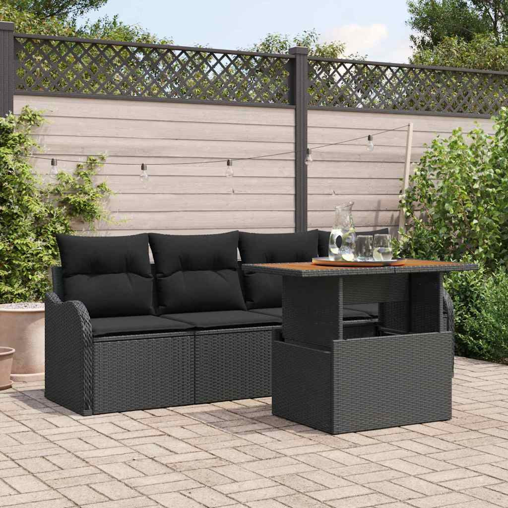 vidaXL Gartensofa-set mit Speicher 5 pcs Schwarz Poly-Rattan