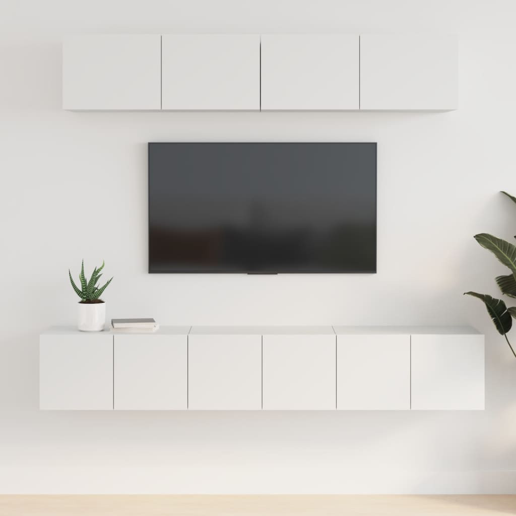 vidaXL 5-tlg. TV-Schrank-Set Weiß Holzwerkstoff