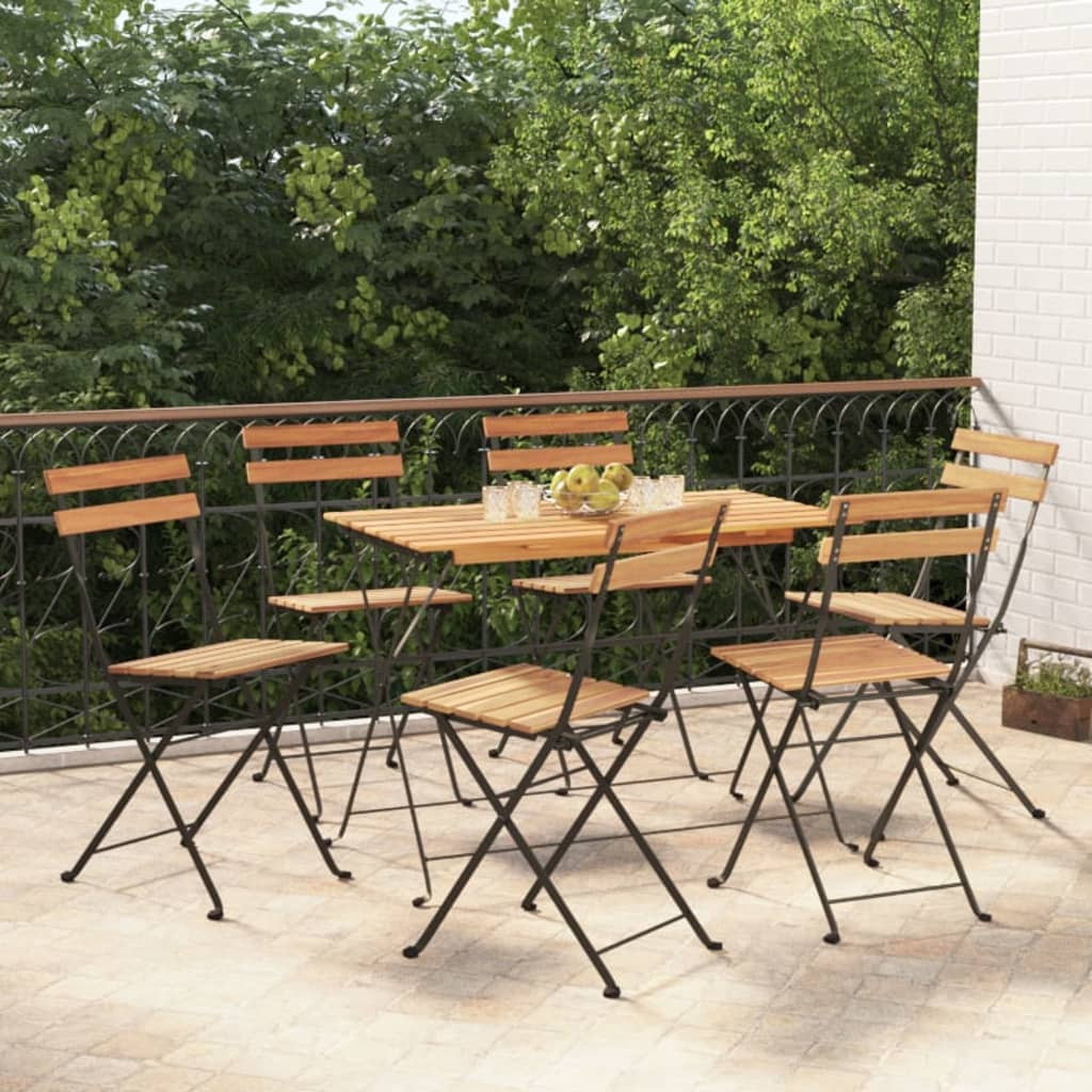 vidaXL Bistrostühle 6 Stk. Klappbar Massivholz Teak und Stahl