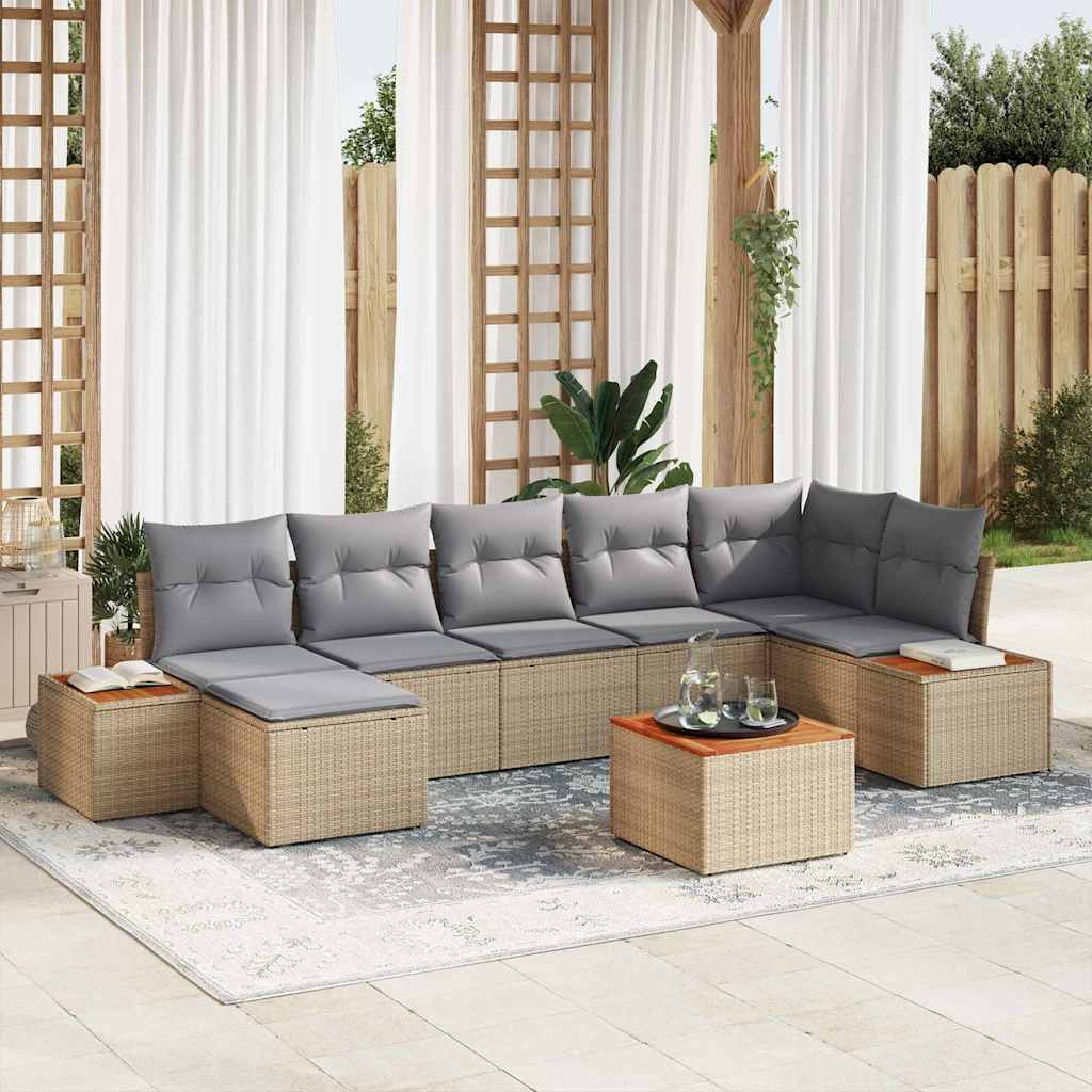 vidaXL Gartensofa-set mit Kissen 8 pcs Beige und Hellgrau Polyrattan