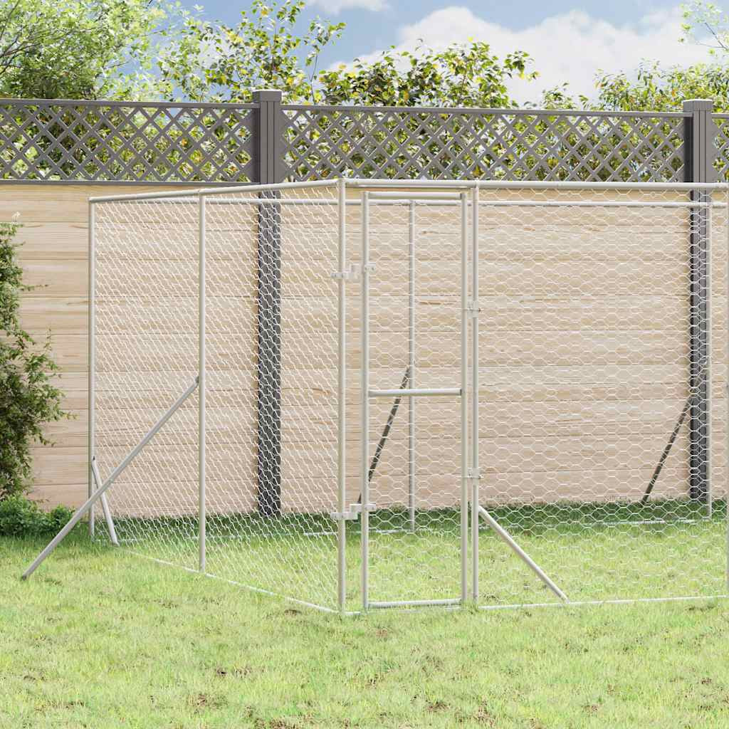 vidaXL Outdoor-Hundezwinger Silbern 8x4x2 m Verzinkter Stahl