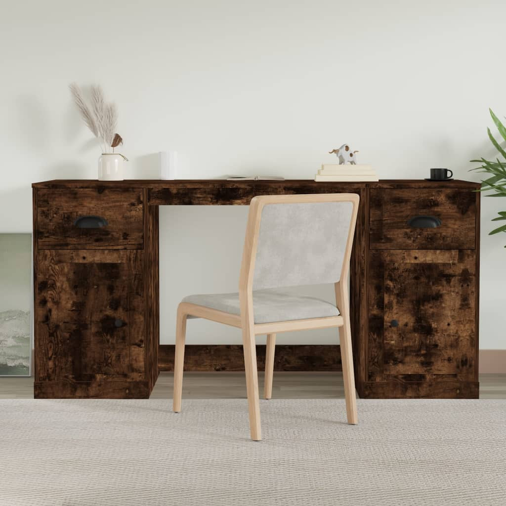vidaXL Schreibtisch mit Stauraum Räuchereiche Holzwerkstoff