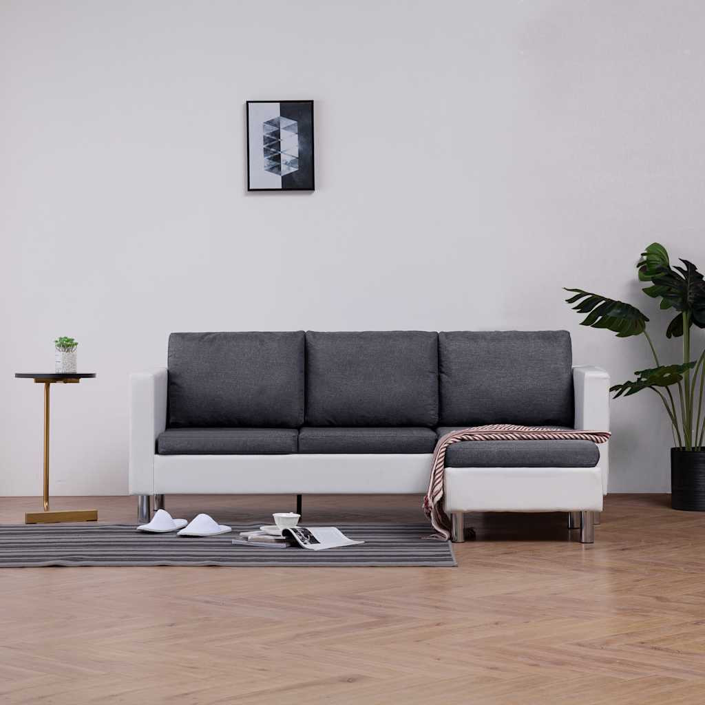 vidaXL 3-Sitzer-Sofa mit Kissen Weiß Kunstleder