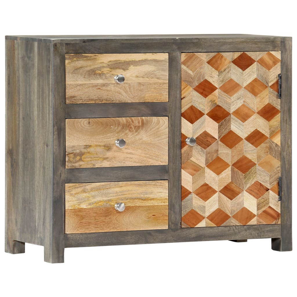 vidaXL Beistellschrank Grau 75 x 30 x 60 cm Massivholz Mango