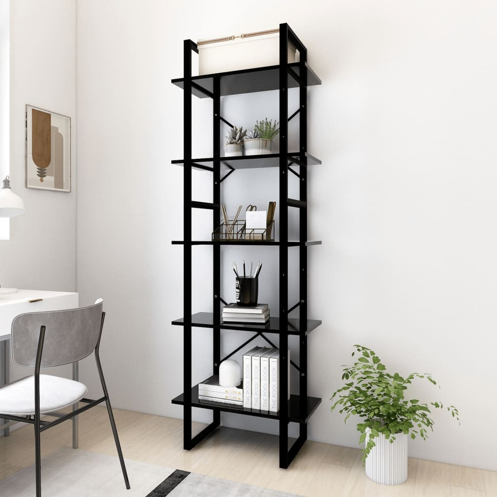 vidaXL Bücherregal 5 Fächer Weiß 60x30x175 cm Holzwerkstoff