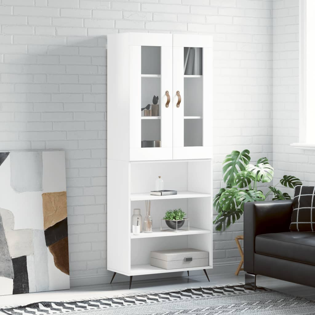 vidaXL Highboard Hochglanz-Weiß 69,5x34x180 cm Holzwerkstoff