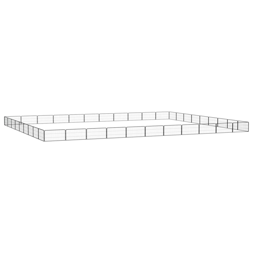 vidaXL 40-tlg. Hundelaufstall Schwarz 100x50cm Stahl Pulverbeschichtet