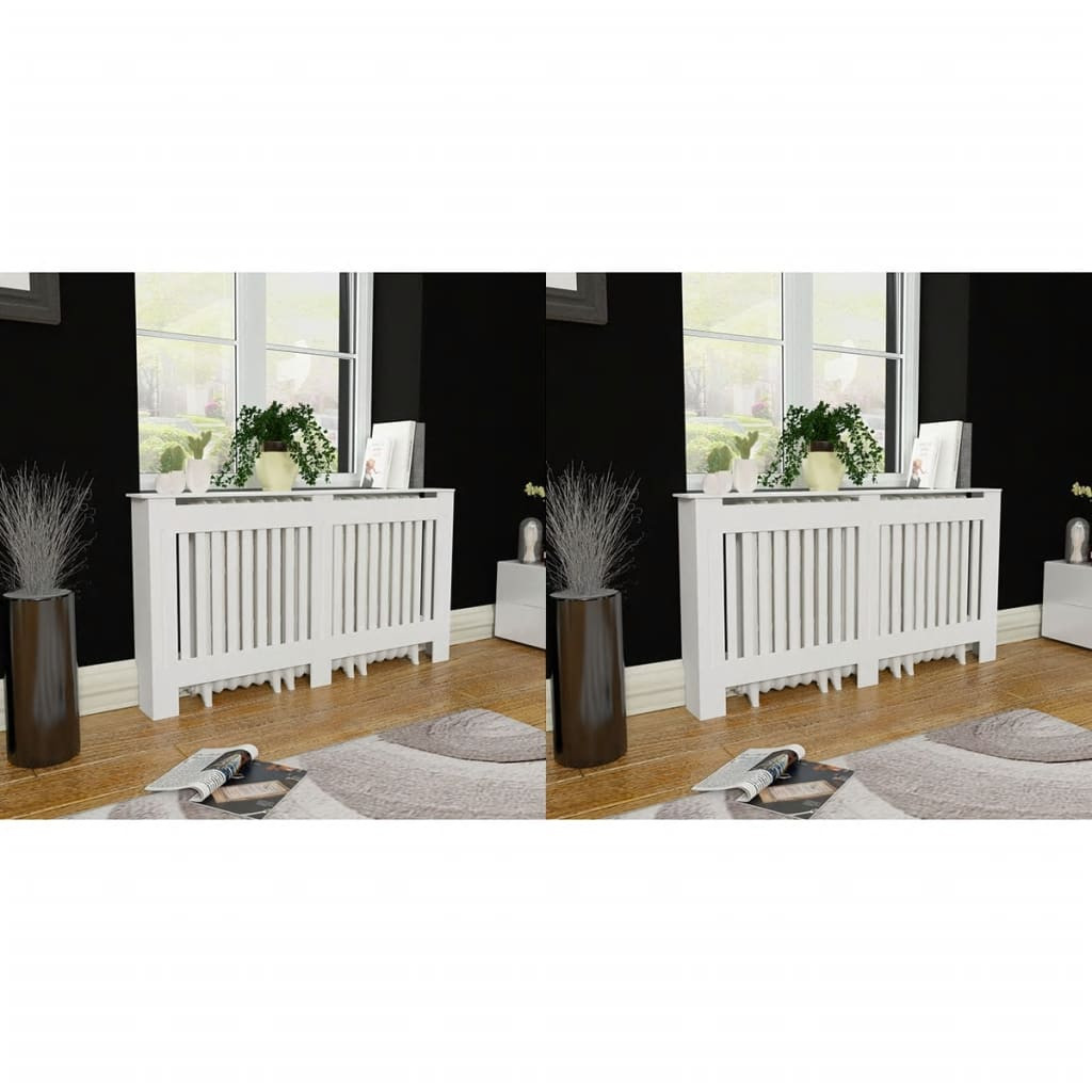 vidaXL Heizkörperabdeckung 2 Stk. Weiß Holzwerkstoff 152 cm