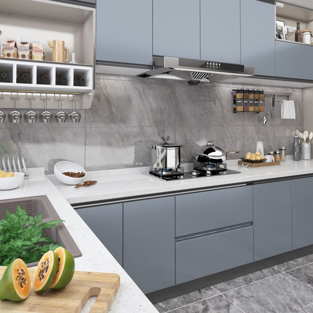 vidaXL Möbelfolien Selbstklebend 2 Stk. Grau 500x90 cm PVC