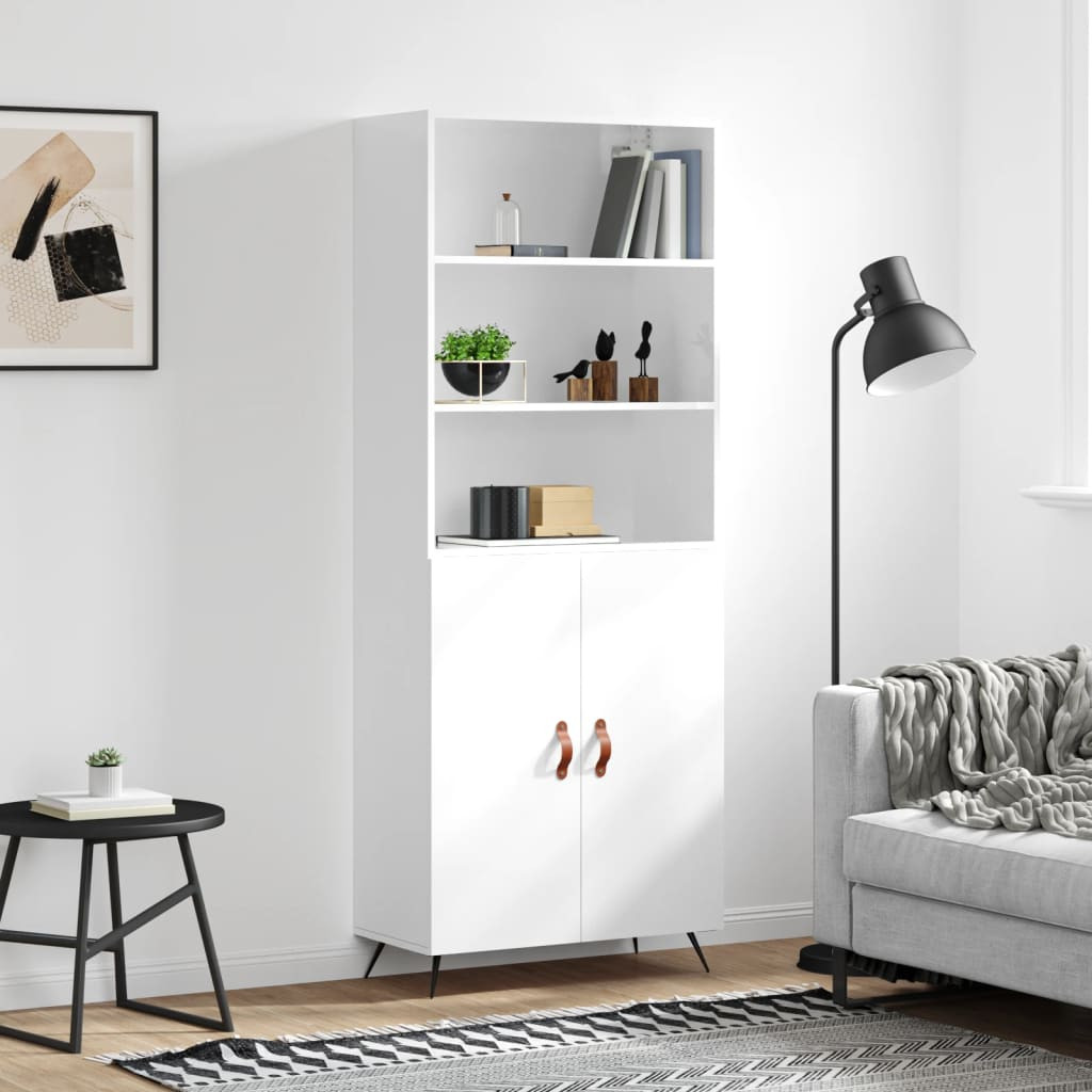 vidaXL Highboard Hochglanz-Weiß 69,5x34x180 cm Holzwerkstoff